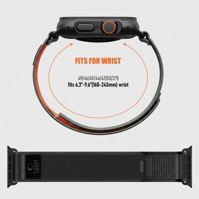 4. Pasek Tech-Protect Nylon Elite na Apple Watch 44 / 45 / 46 / 49 mm - czarno-pomarańczowy