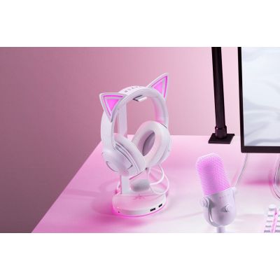 6. Zestaw słuchawkowy Razer Kraken Kitty V2 przewodowe nauszne z mikrofonem i redukcją szumów biały
