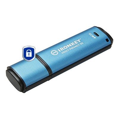 2. Kingston Technology IronKey Vault Privacy 50 pamięć USB 64 GB USB Typu-A 3.2 Gen 1 (3.1 Gen 1) Czarny, Niebieski