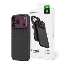 Etui AMAZINGTHING Titan Max Lens na iPhone 18 Pro Max z włókna aramidowego z osłoną aparatu kompatybilne z MagSafe - fioletowe