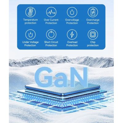 6. Uniwersalny adapter podróżny z ładowarką Vention 65W GaN 2x USB-A 2x USB-C czarny