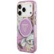 2. Etui Guess IML Glitter Flowers Triangle MagSafe na iPhone 17 Pro / 18 Pro - fioletowe