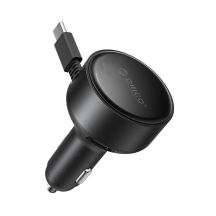 Ładowarka samochodowa Orico FC-60-2C 60W ze zwijanym kablem USB-C 65 cm - czarna