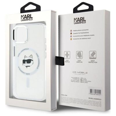 8. Etui Karl Lagerfeld IML Metal Choupette Head MagSafe na iPhone 15 - białe