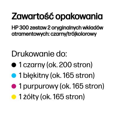 16. HP 300 zestaw 2 oryginalnych wkładów atramentowych: czarny/trójkolorowy