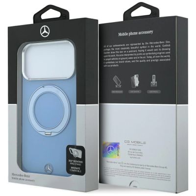 8. Etui Mercedes with ring Stand and Iconic Logo MagSafe na iPhone 18 Pro Max / 17 Pro Max - niebieskie