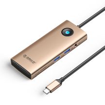 Stacja dokująca USB-C Orico PW11 8w1 2x USB-A 3.0 1x USB-C PD 100 W 1x HDMI 4K 60Hz 1x microSD/SD 1x RJ45 Gigabit Ethernet 1x Audio 3,5 mm - różowo-złota