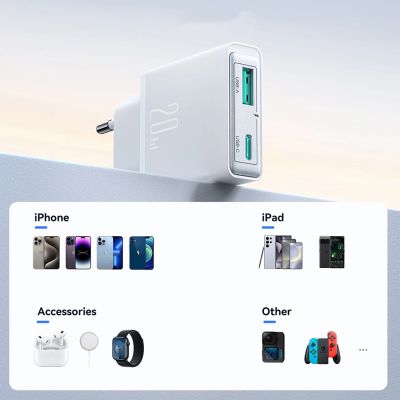 14. Ładowarka sieciowa Joyroom JR-TCF14 20W USB-A USB-C supercienka - biała