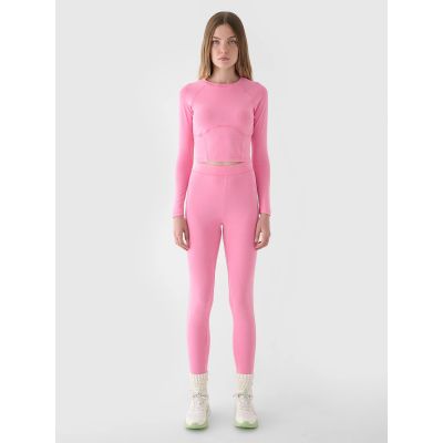 2. Longsleeve cropped gładki damski 4F 4FRAW24TLONF503-54S