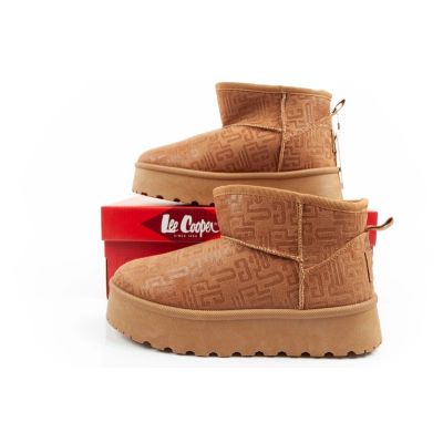 10. Lee Cooper buty śniegowce damskie zimowe modne futerko ocieplane botki brązowe