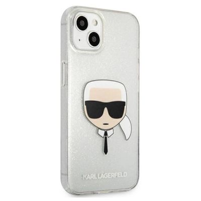 4. Etui Karl Lagerfeld Glitter Karl's Head na iPhone 13 mini - srebrne