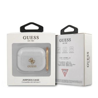 3. Etui Guess Glitter Collection na AirPods 3 - przezroczyste