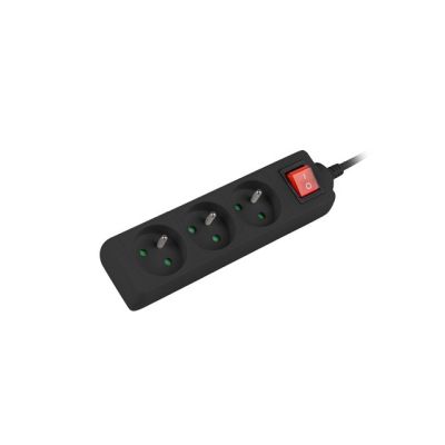LANBERG LISTWA PRZEDŁUŻACZ 3M 3X 230V PL Z WYŁĄCZNIKIEM KABEL WYKONANY Z PEŁNEJ MIEDZI CZARNA