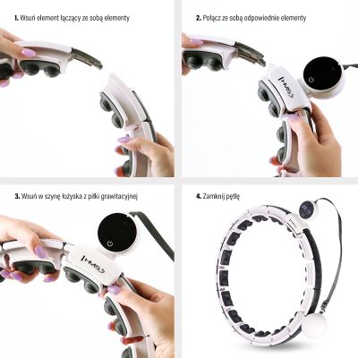 16. Hula Hop HMS HHM16 z magnesem i obciążeniem biały + licznik