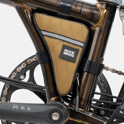2. Torba trójkątna Rockbros na ramę rowerową 0,3l - brązowa