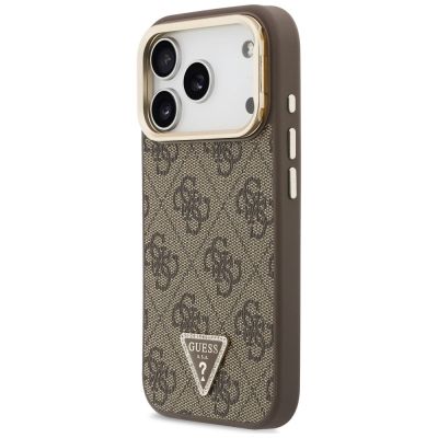 2. Etui Guess 4G PU Triangle Logo & Stand Camera Magsafe na iPhone 18 Pro / 17 Pro - brązowe
