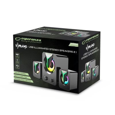 4. ESPERANZA GŁOŚNIKI 2.1 USB LED RAINBOW SOPRANO EGS107