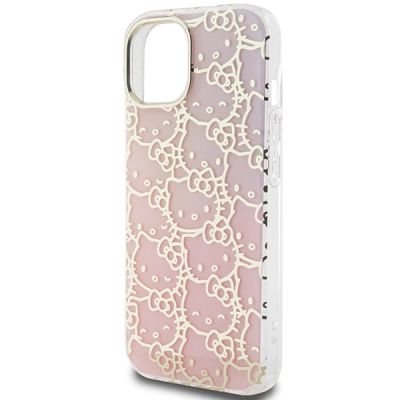 6. Etui Hello Kitty IML Gradient Electrop Crowded Kitty Head na iPhone 15 - różowe