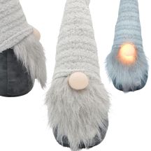 SKRZAT GNOM Z DŁUGĄ BIAŁĄ CZAPKĄ I ŚWIĘCĄCYM NOSEM 42CM