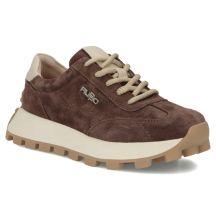 Skórzane półbuty sneakersy na platformie brązowe Filippo DP7498