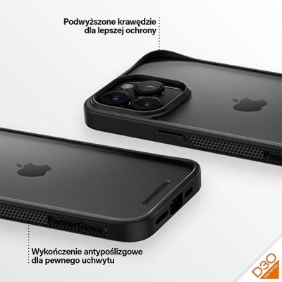 4. Etui PanzerGlass ClearCase na iPhone 15 Pro Max z certyfikatem Military Grade - przezroczysto-czarne