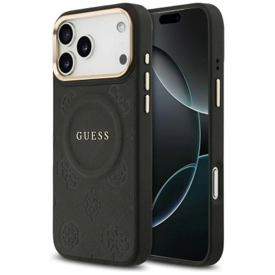 Etui Guess Peony Hot Stamp MagSafe na iPhone 17 Pro Max - czarne