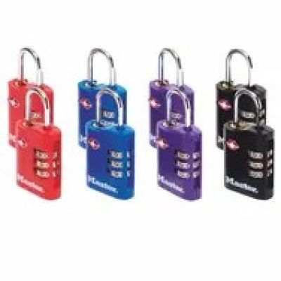 MASTER LOCK 4686EURT kłódka do walizek Zamek szyfrowy bagażowy Cynk Czarny, Niebieski, Fioletowy, Czerwony