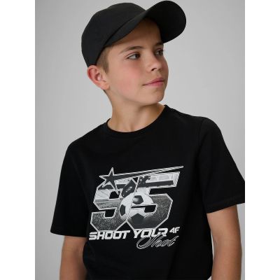 3. T-shirt regular z nadrukiem chłopięcy 4F 4FJRAW26TTSHM4342-20S