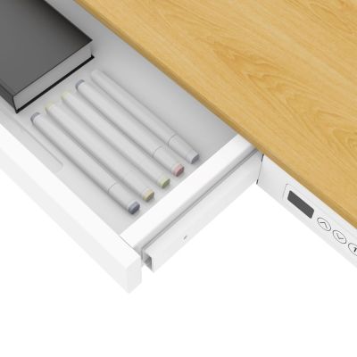17. Tuckano Biurko z elektryczną regulacją wysokości ET119W-C Biały/dąb. Blat biurka o wymiarach 120 x 60cm.