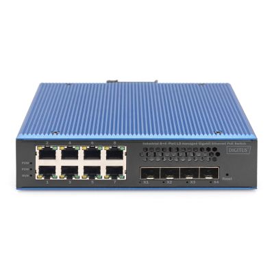 9. Przemysłowy 8+4 10G SFP Port L2+ Gigabit Ethernet POE Switch 8 x GE RJ45 + 4 x 10G SFP Port