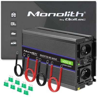 14. Qoltec Przetwornica napięcia Monolith 4000 MS Wave 51928, 12V na 230V, 2000/4000W, USB