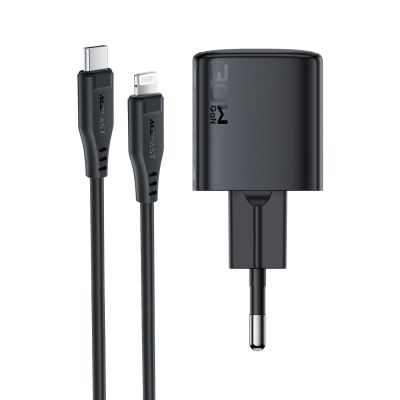 15. Ładowarka sieciowa Acefast A118 30W GaN USB-C z kablem USB-C do Lightning 1.2m - czarna