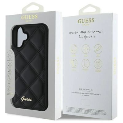 8. Etui Guess Quilted Metal Logo na iPhone 16 Plus - czarne