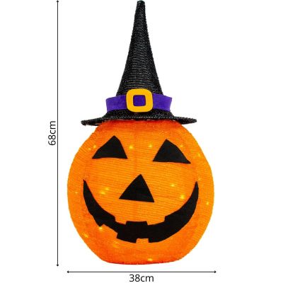 4. DYNIA DEKORACYJNA Z KAPELUSZEM 68CM HALLOWEEN 30LED