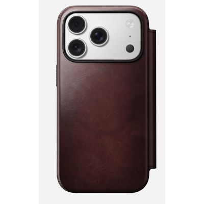 5. NOMAD Modern Leather Folio - skórzane etui do iPhone 17 Pro kompatybilne z MagSafe, skóra Horween (burgundy)