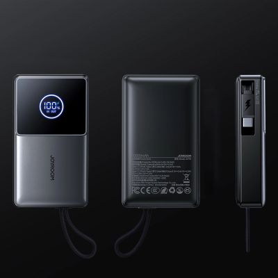 14. Powerbank Joyroom JR-PR1 10000mAh 22,5W z wbudowanym zwijanym kablem USB-C - czarny