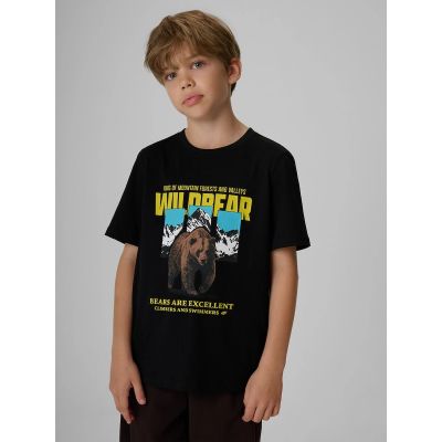 T-shirt regular z nadrukiem chłopięcy 4F 4FJKAW26TTSHM4456-20S