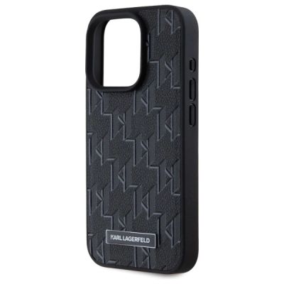 6. Etui Karl Lagerfeld Leather Monogram Metal Logo MagSafe na iPhone 15 Pro - czarne