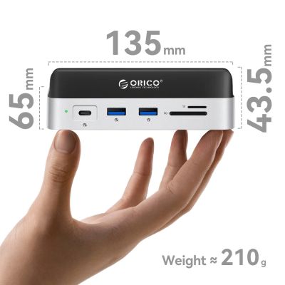 6. Stacja dokująca Orico MiniDock 10w1 z kieszenią na dysk twardy SSD - srebrna