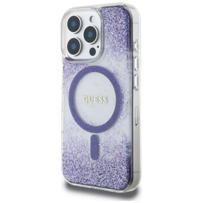 2. Etui Guess HC Resin Bottom Glitter MagSafe na iPhone 16 Pro Max - fioletowe