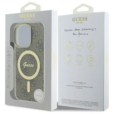 7. Etui Guess IML 4G MagSafe na iPhone 16 Pro - brązowe