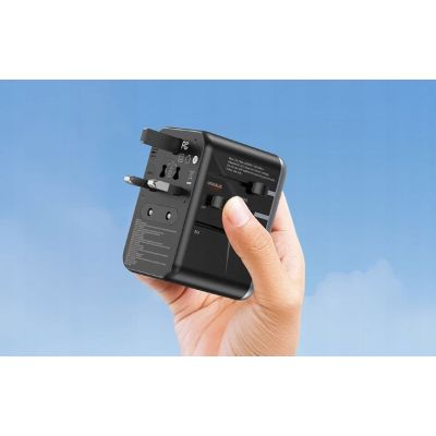 8. Uniwersalny adapter podróżny z ładowarką Vention 65W GaN 2x USB-A 2x USB-C czarny
