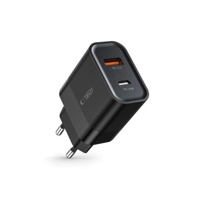 2. Ładowarka Tech-Protect C30W sieciowa USB-C PD 30W / USB-A QC 3.0 - czarna