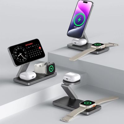 8. Ładowarka indukcyjna Tech-Protect QI15W-A47 MagSafe 3w1 + kabel USB-C - czarna