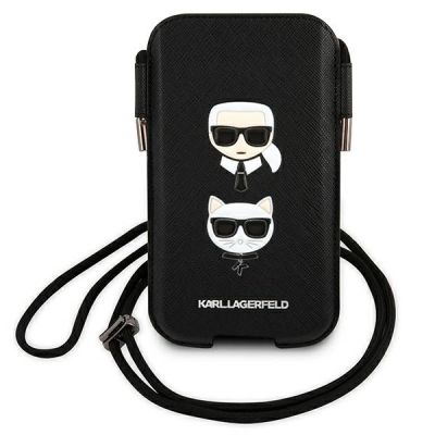 2. Torebka Karl Lagerfeld Saffiano Ikonik Karl&Choupette Head 6.7'' - czarna