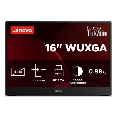 8. Lenovo ThinkVision M16 monitor komputerowy 40,6 cm (16") 1920 x 1200 px WUXGA LCD Czarny
