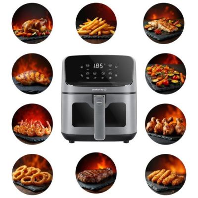 11. ELDOM FRYTKOWNIC BEZTŁUSZCZOWA FR45 FRITELO 1500W REGULACJA TEMP 80-200°C SZKLANE OKNO W POJEMNIKU DOTYKOWY PANEL STERUJĄCY