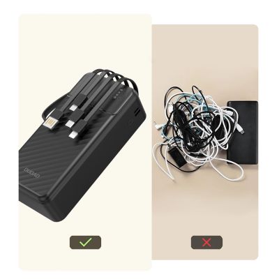 8. Powerbank Dudao K11 Max 30000mAh z wbudowanymi kablami - czarny