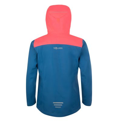 2. Kurtka przeciwdeszczowa dziecięca dla dziewczynki Trollkids Girls Bergen Jacket midnight blue/coral (611-138)