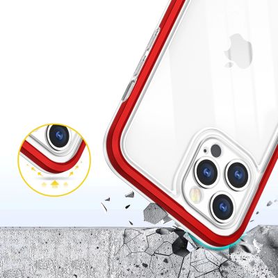 6. Clear 3in1 etui do iPhone 12 Pro żelowy pokrowiec z ramką czerwony